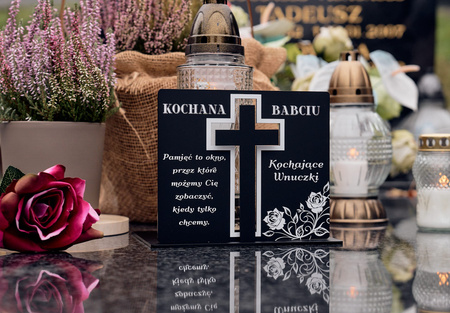 Podstawka pod znicz z wkładanym krzyżem z efektem 3D