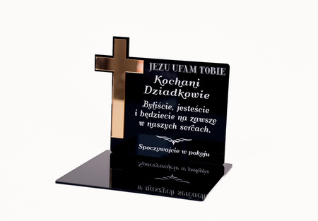 Podstawka pod znicz ze złotym lub srebrnym krzyżem