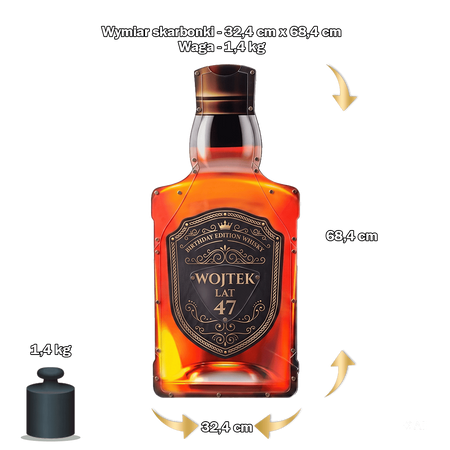 Personalizowana skarbonka ścienna Whisky na 5 zł – imię i wiek
