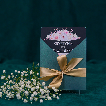 Zaproszenia ślubne PREMIUM wykonane na czarnym SZKLE AKRYLOWYM-ZCZ13B