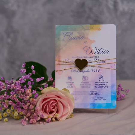 Zaproszenia ślubne PREMIUM wykonane na białym SZKLE AKRYLOWYM-ZB16F