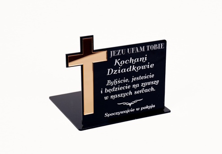 Podstawka pod znicz ze złotym lub srebrnym krzyżem