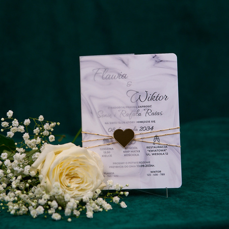 Zaproszenia ślubne PREMIUM wykonane na białym SZKLE AKRYLOWYM-ZB16C
