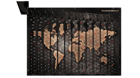 Kalendarz 2026 Mapa Świata | Skarbonka na ścianę