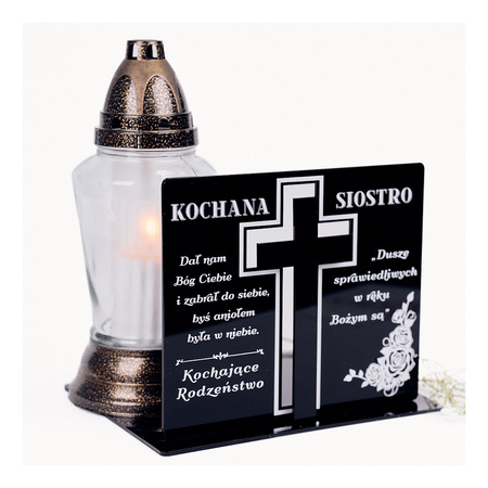 Podstawka pod znicz z wkładanym krzyżem z efektem 3D