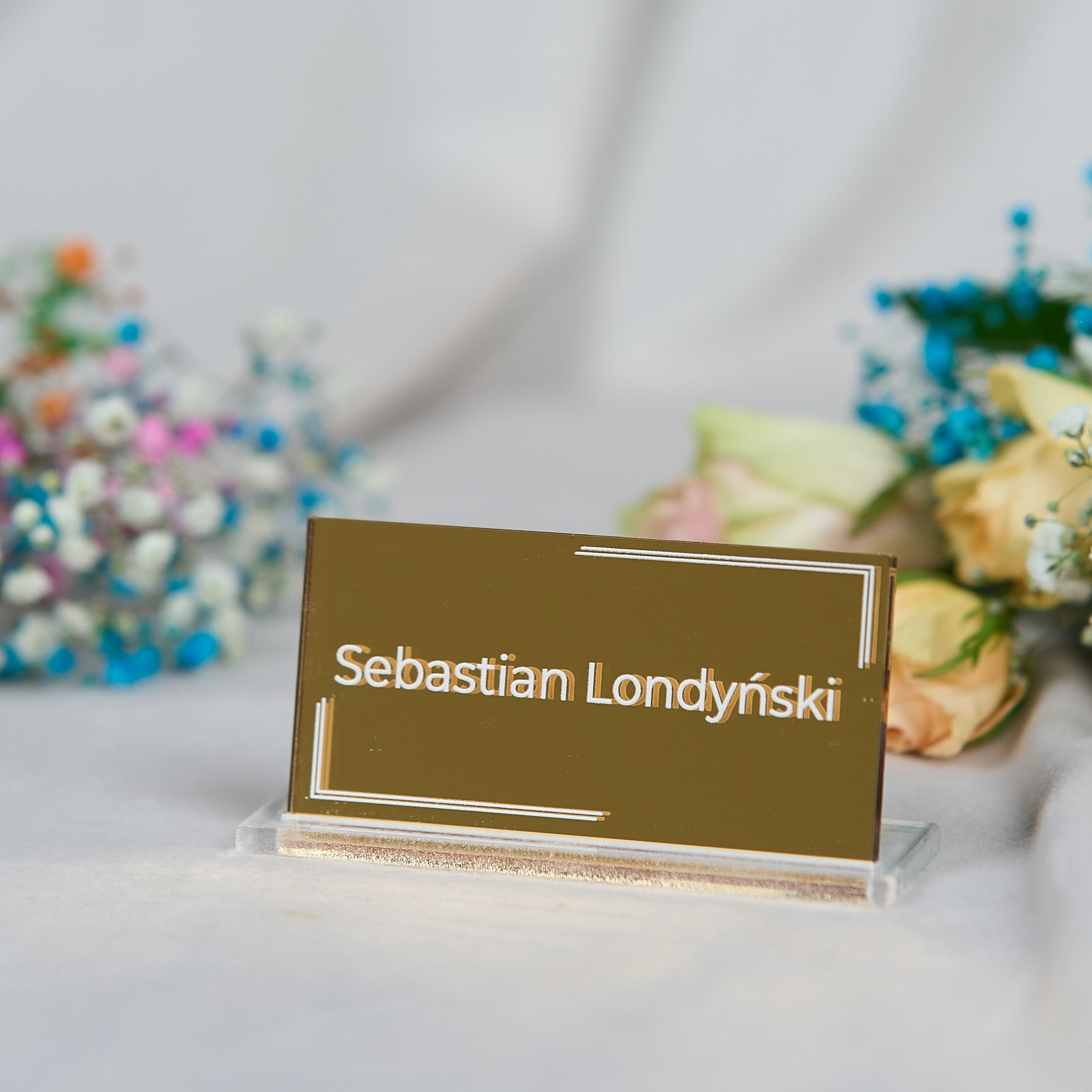 Winietka ślubna z pleksi złotej lustrzanej | WZ05B