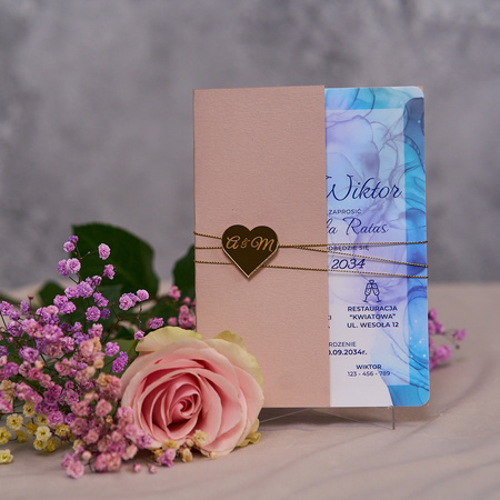 Zaproszenia ślubne PREMIUM wykonane na białym SZKLE AKRYLOWYM-ZB16E