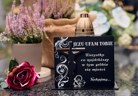 Podstawka pod znicz z wkładanym krzyżem z efektem 3D