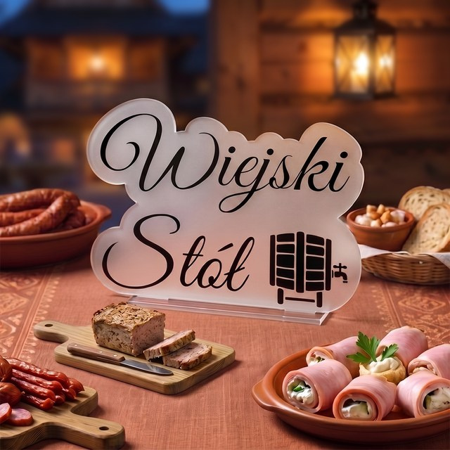 Napis dekoracyjny | Wiejski stół | pleksi/czarny napis