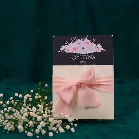 Zaproszenia ślubne PREMIUM wykonane na czarnym SZKLE AKRYLOWYM-ZCZ13B