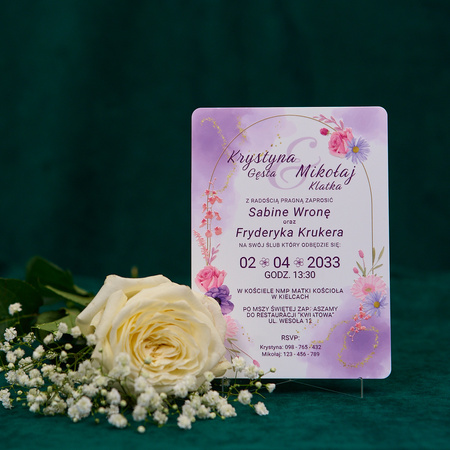 Zaproszenia ślubne PREMIUM wykonane na białym SZKLE AKRYLOWYM-ZB08