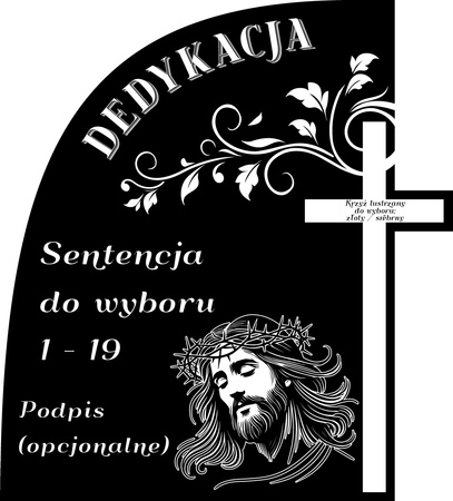 Podstawka pod znicz z klejonym krzyżem złotym lub srebrnym. Wykonana z czarnej matowej lub błyszczącej pleksi