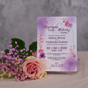 Zaproszenia ślubne PREMIUM wykonane na białym SZKLE AKRYLOWYM-ZB08