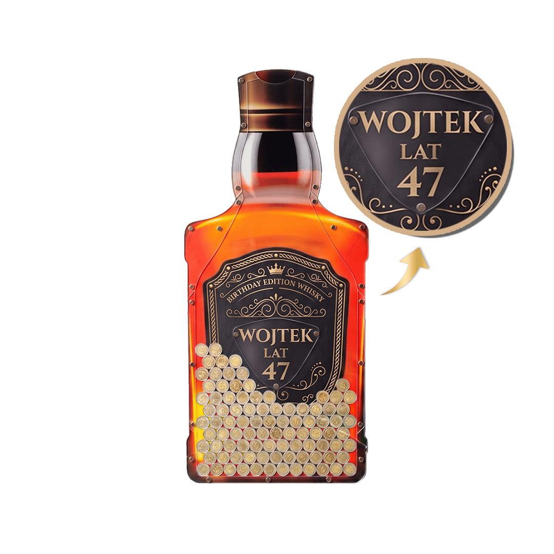 Personalizowana skarbonka ścienna Whisky na 5 zł – imię i wiek