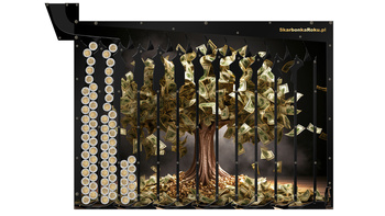 Skarbonka na 5 zł | Skarbonka Drzewko z dolarami