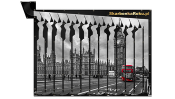 Skarbonka Ścienna z Londynem | Prezent z czerwonym autobusem