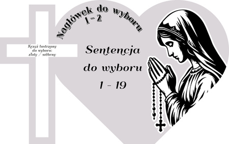 Podstawka pod znicz w kształcie serca z krzyżem klejonym. Wykonana z czarnej matowej/błyszczącej lub mlecznej pleksi