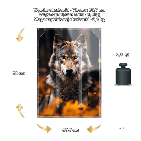 Skarbonka Ścienna Pionowa z Wilkiem - 2750 Oszczędności