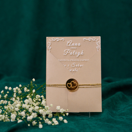 Zaproszenia ślubne PREMIUM wykonane na SZKLE AKRYLOWYM satynowym-ZS01B