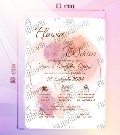 Zaproszenia ślubne PREMIUM wykonane na białym SZKLE AKRYLOWYM-ZB16D