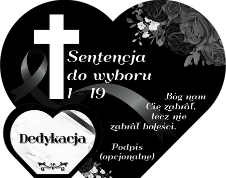 Podstawka pod znicz z podwójnym sercem oraz wyciętym krzyżem. Wykonana z czarnej matowej lub mlecznej pleksi