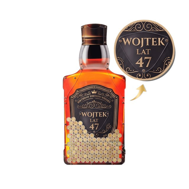 Personalizowana skarbonka ścienna Whisky na 5 zł – imię i wiek
