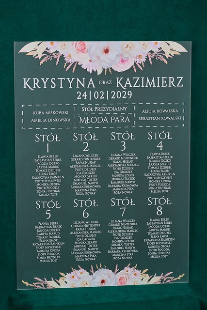 Plan stołów ze szkła akrylowego satynowego| PSS13B