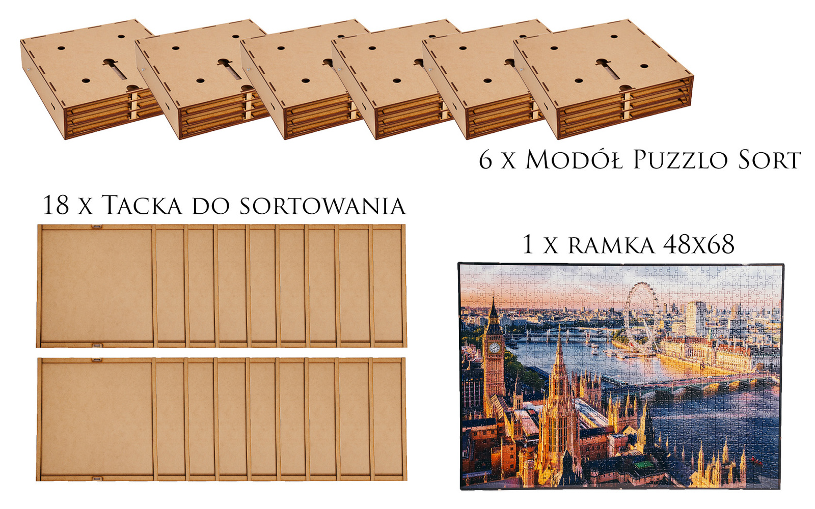 Puzzlo Sort 6 modułów plus rama 48x68 cm | stojak GRATIS!