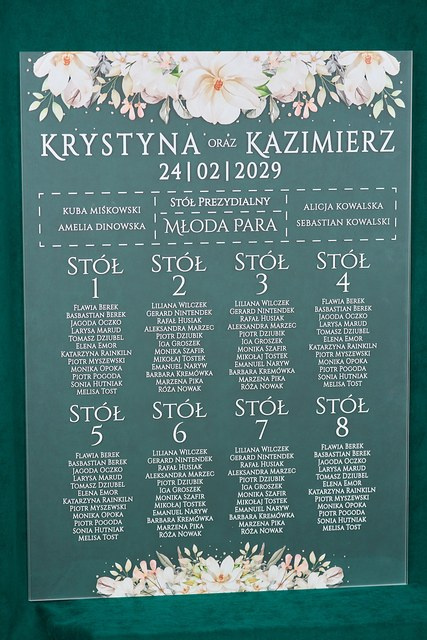 Plan stołów ze szkła akrylowego satynowego| PSS13A