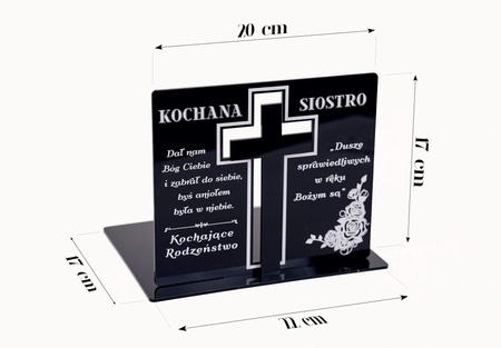 Podstawka pod znicz z wkładanym krzyżem z efektem 3D