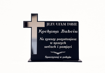 Podstawka pod znicz ze złotym lub srebrnym krzyżem