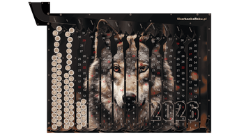 Kalendarz 2026 Wilk | skarbonka na 5 zł