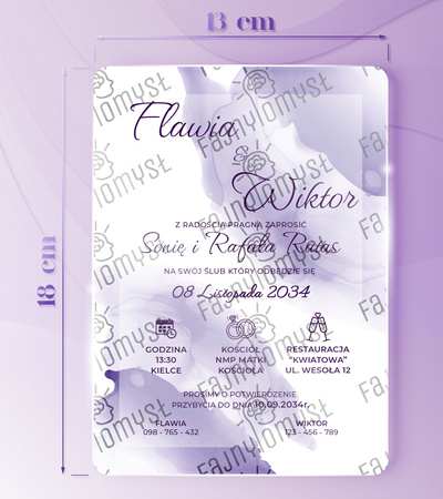 Zaproszenia ślubne PREMIUM wykonane na białym SZKLE AKRYLOWYM-ZB16B