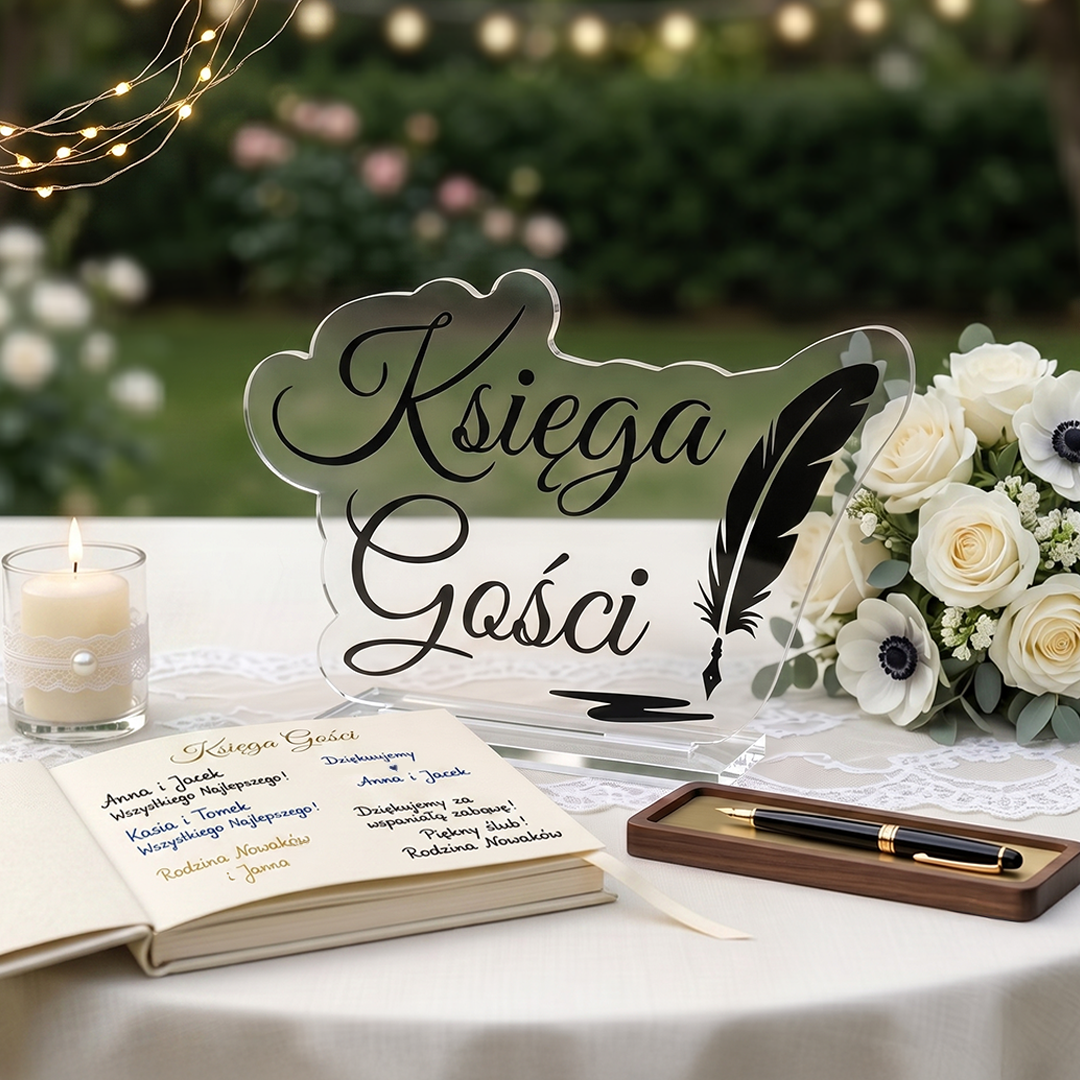 Napis dekoracyjny | Księga Gości | pleksi transparentna/czarny napis