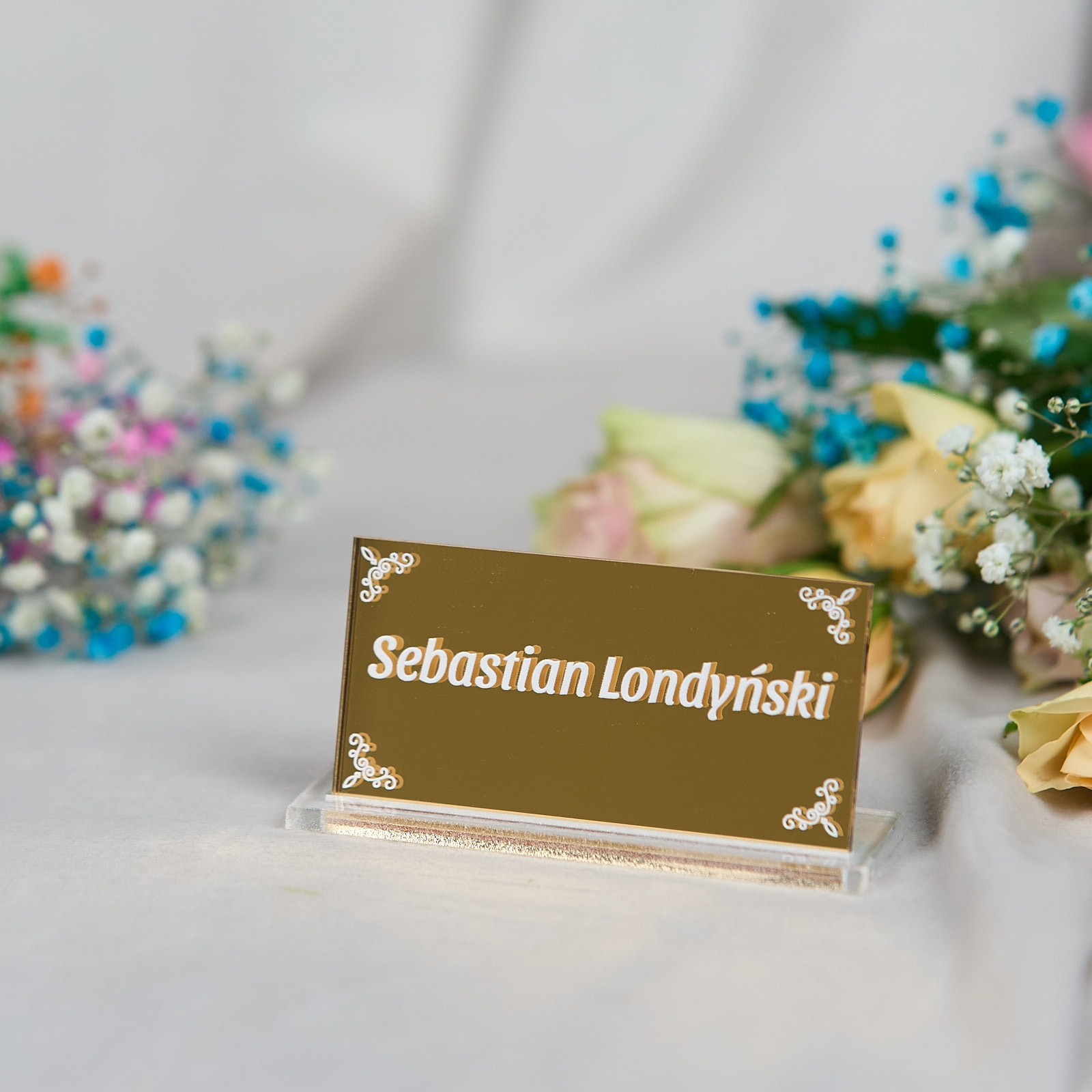 Winietka ślubna złota pleksi | WZ07A