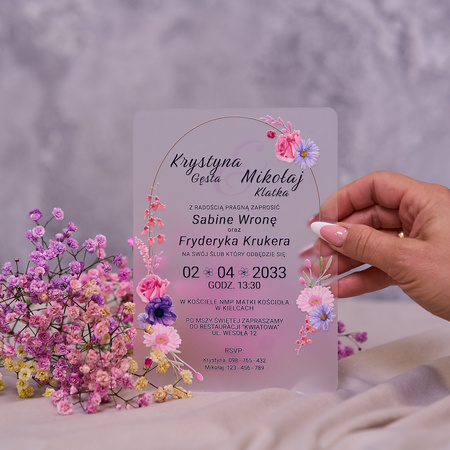 Zaproszenia ślubne PREMIUM wykonane na SZKLE AKRYLOWYM satynowym-ZS08