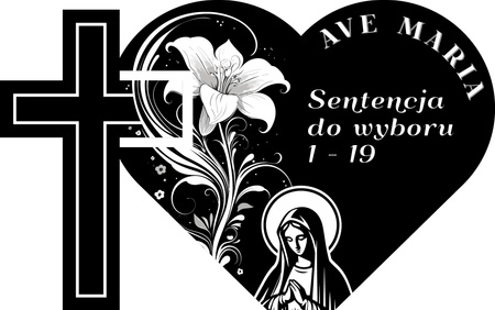 Podstawka pod znicz w kształcie serca z krzyżem. Wykonana z czarnej matowej/błyszczącej lub mlecznej pleksi