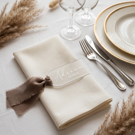 Elegancka Satynowa Winietka Akrylowa z Personalizowanym Drukiem UV i Wstążką| 01