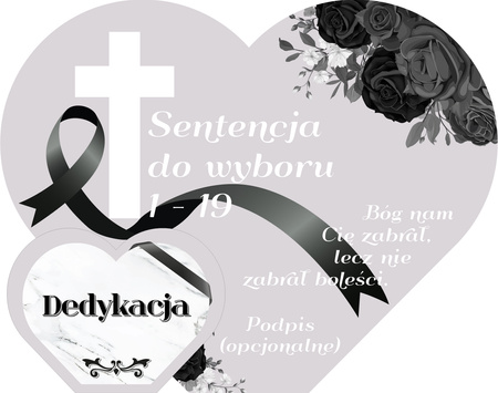 Podstawka pod znicz z podwójnym sercem oraz wyciętym krzyżem. Wykonana z czarnej matowej lub mlecznej pleksi