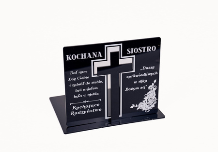 Podstawka pod znicz z wkładanym krzyżem z efektem 3D