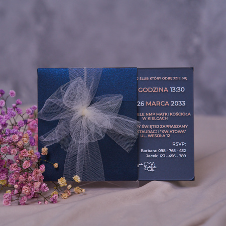 Zaproszenia ślubne PREMIUM wykonane na SZKLE AKRYLOWYM satynowym-ZS15B