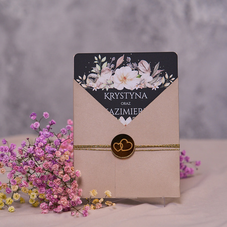 Zaproszenia ślubne PREMIUM wykonane na czarnym SZKLE AKRYLOWYM-ZC13A