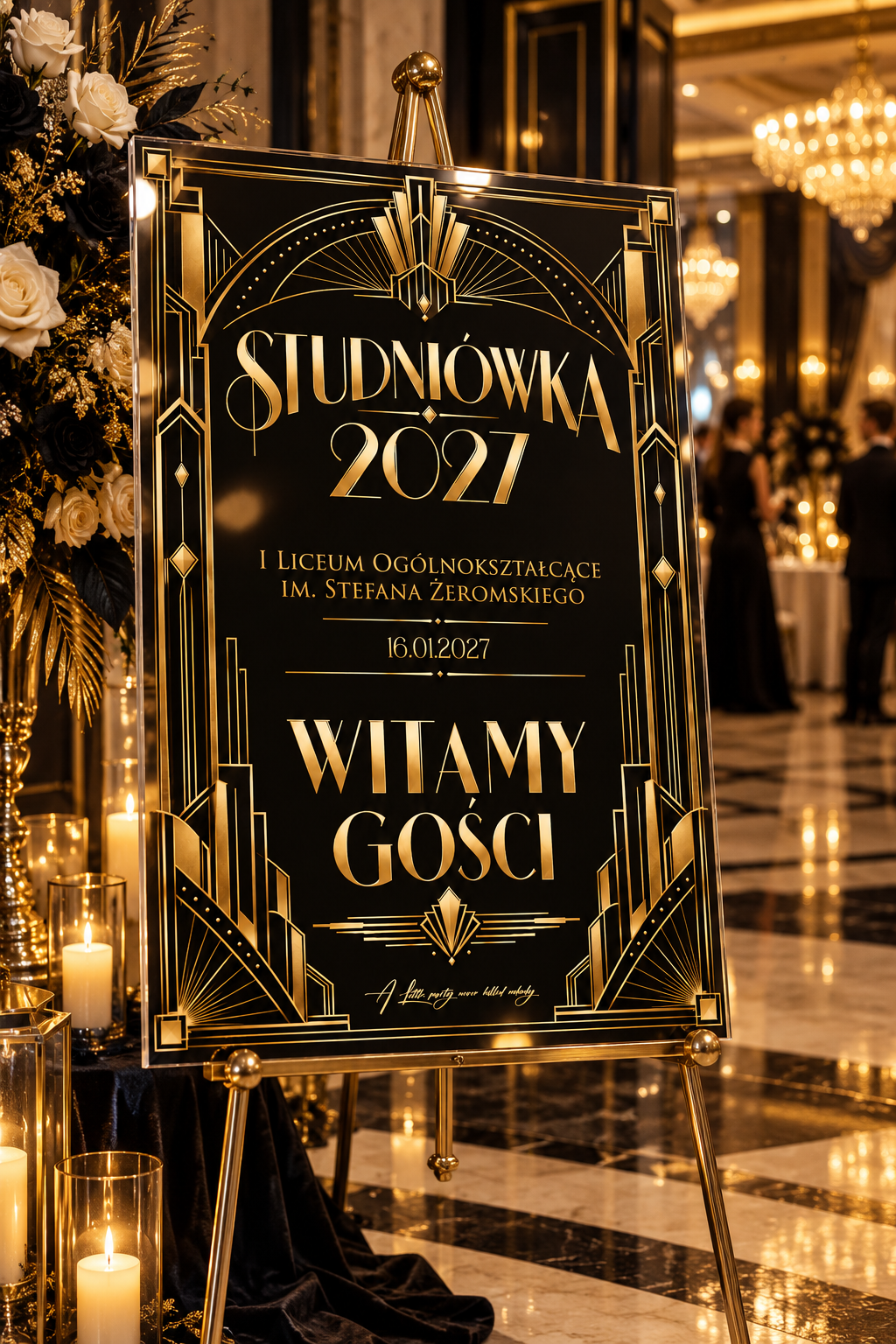 Tablica powitalna na studniówkę szkle akrylowym