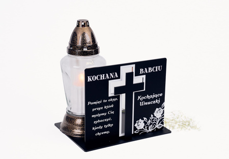 Podstawka pod znicz z wkładanym krzyżem z efektem 3D