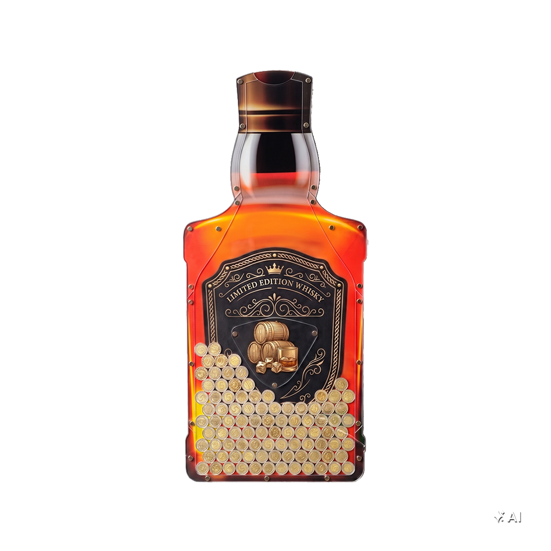Skarbonka Ścienna Butelka Whisky na 5zł - Oryginalny Prezent
