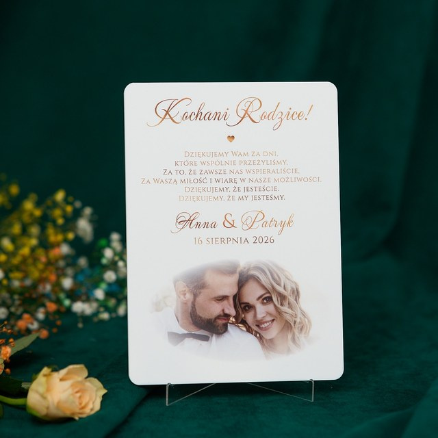 Akrylowe podziękowanie ślubne ze zdjęciem  | PB06