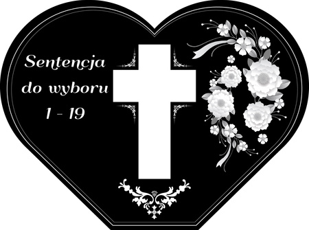 Podstawka pod znicz w kształcie serca w wyciętym krzyżem. Wykonana z czarnej matowej lub błyszczącej pleksi