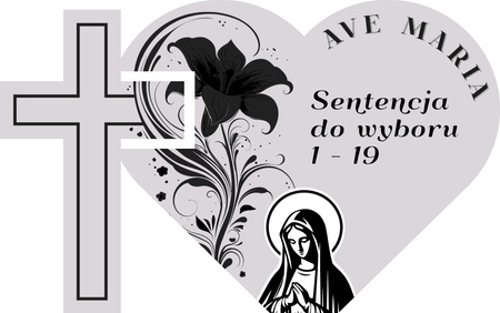 Podstawka pod znicz w kształcie serca z krzyżem. Wykonana z czarnej matowej/błyszczącej lub mlecznej pleksi