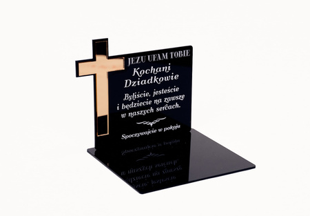 Podstawka pod znicz ze złotym lub srebrnym krzyżem