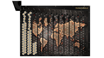 Kalendarz 2025 Mapa Świata | Skarbonka na ścianę